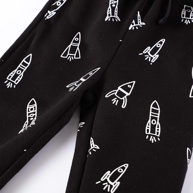 LOKTARC 2 Pack Boys Drawstring Sweatpants Cute Pattern Cotton Sport Jogger Pants - Image 3
