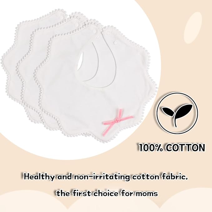 Bamery Baby Bandana Bibs White Cotton Drool Bibs - Image 5