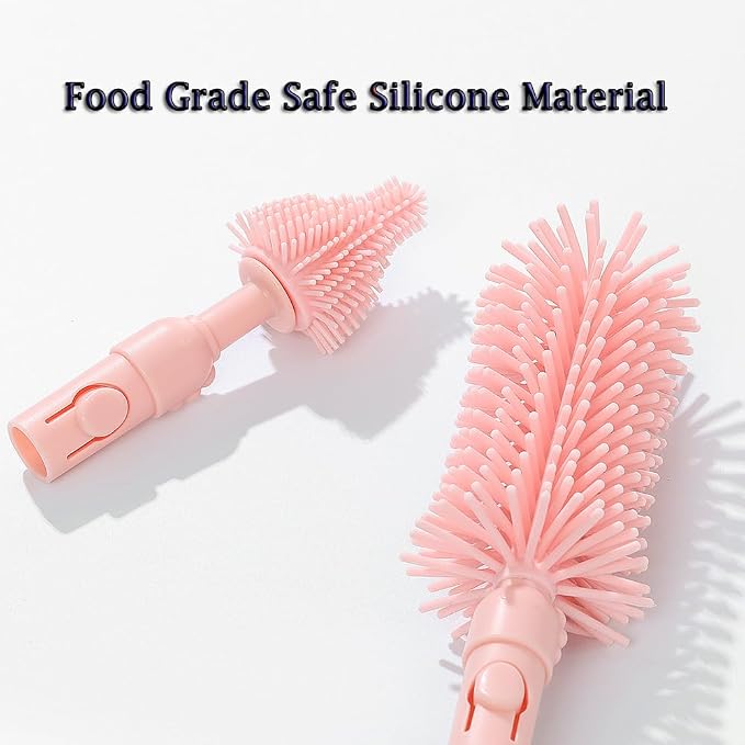 6 In1 Baby Bottle Brush Kit, Portable Silicone Bottle Brush Cleaner Set - Image 4