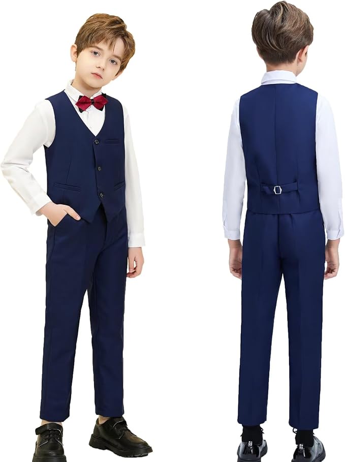Boys Suit Set Slim Fit Kids Formal Suits Toddler Tuxedo Wedding Prom Classic - Image 6