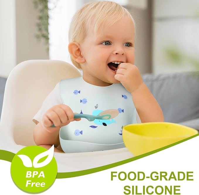 Accmor Silicone Baby Bibs, Waterproof Soft Bibs - Image 2