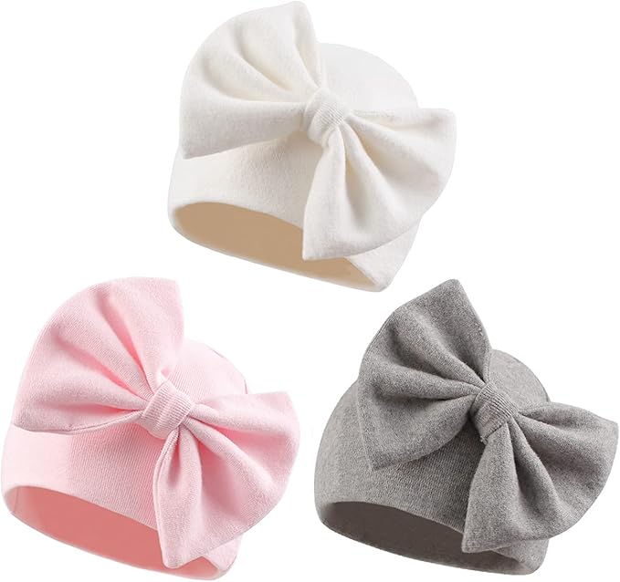 Bamery Newborn Baby Girl Hat Cotton Baby Bow Beanie Preemie Hats Spring Infant by Bamery