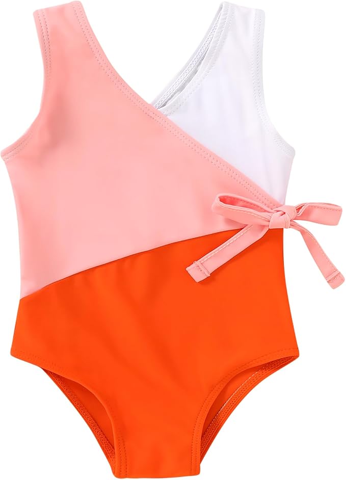 Happy Town Toddler Swimsuit Girl One Piece Bathing Suit Color Block Swimwear by HappyTown