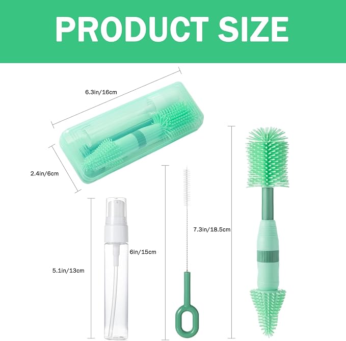 Travel Bottle Brush, 6-in-1 Portable Travel Bottle Cleaner Kit - Image 6