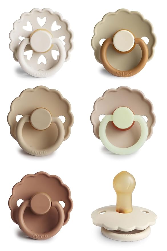 FRIGG Natural Rubber Baby Pacifier 6-Pack Cinnamon Charm | Made in Denmark | by mushie