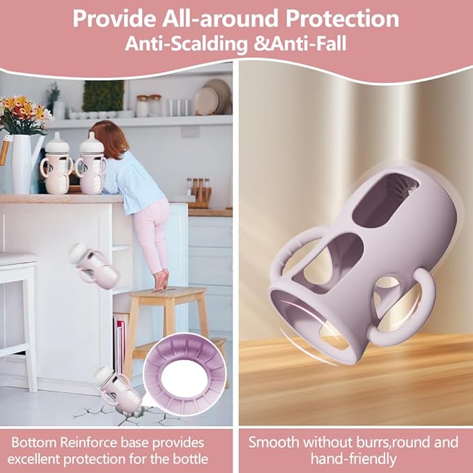 4 Pack Silicone Sleeves for Avent Natural Glass Bottles, Anti Breakage Baby - Image 3