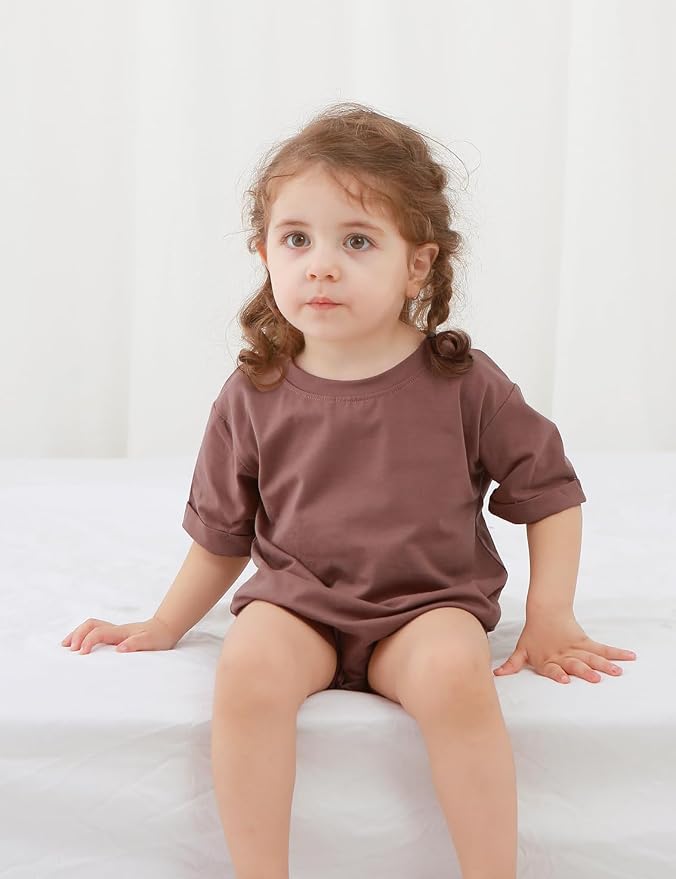 Jimonda Baby Bubble Romper Boy Girl Solid Color T-Shirt Outfits Short Sleeve - Image 5