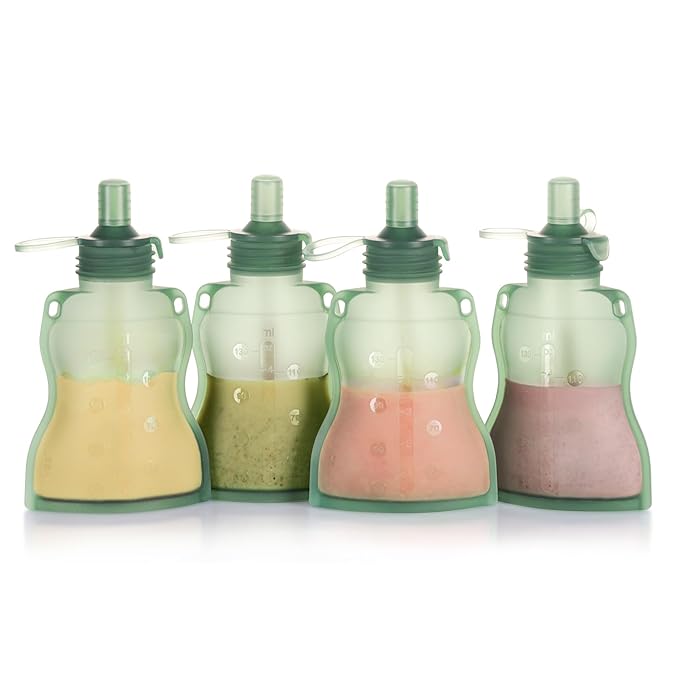 haakaa Baby Food Pouch Refillable Baby Squeeze Silicone Yummy Pouch, Soft by haakaa