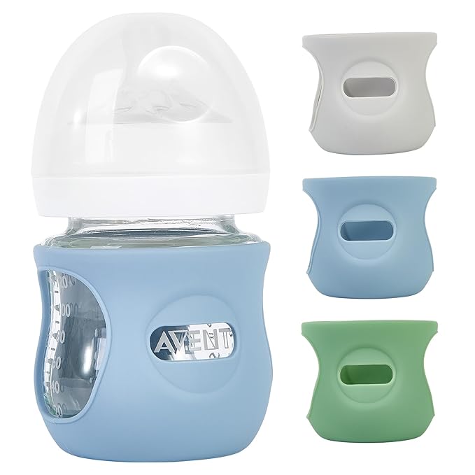 3 Pack Silicone Sleeves for Philips Avent Natural Glass Baby Bottles, Anti by MINMUNJIU