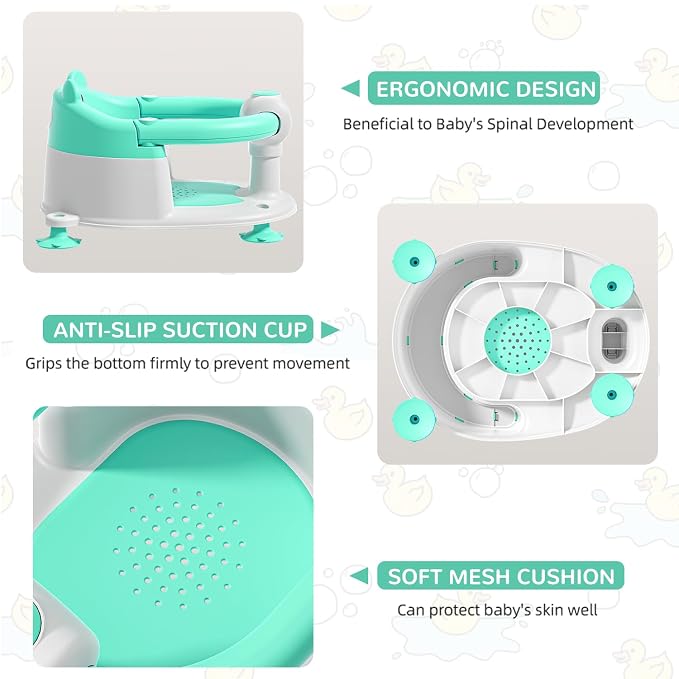 Baby Bath Seat for Babies 6 Months & up, Non-Slip Toddler Bath Seats for Babies - Image 4