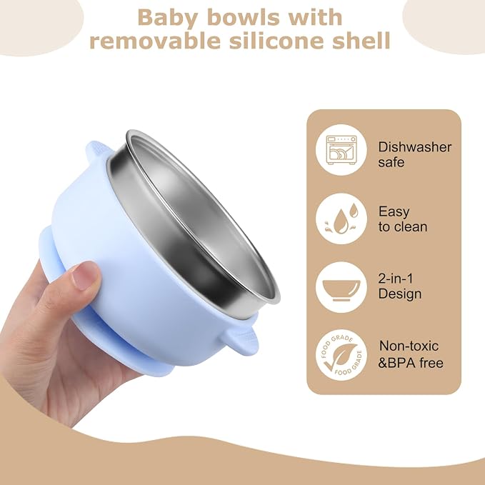 2 Pack Stainless Steel Baby Bowls - Image 6
