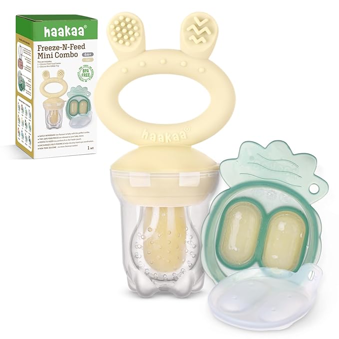 Haakaa Baby Fruit Food Feeder & Mini Freezer Nibble Tray Combo, Breastmilk by haakaa
