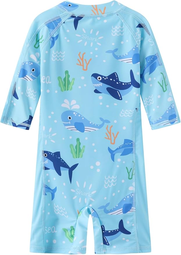 Toddler Baby Boys Swimsuit Rashguard One Piece Zipper Bathing Suit - Image 4