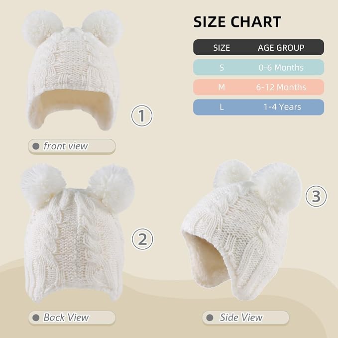 Zsedrut Winter Baby Boy Hats Pompom Baby Beanie - Image 6