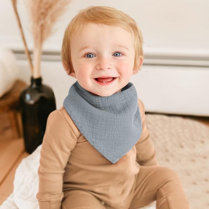 Konssy 8-Pack Muslin Baby Bibs, Absorbent Bandana Drool, 100% Cotton Unisex - Image 3