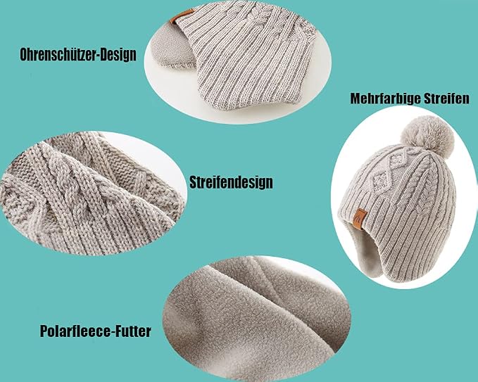 LMLALML Boys Winter Hat Earflap Knitted Beanie - Image 4