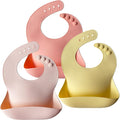 Moonkie Silicone Baby Bibs Set Of 3, BPA Free Soft Adjustable Fit Waterproof by Moonkie