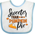 inktastic Thanksgiving Sweeter Than Pumpkin Pie Baby Bib by Inktastic