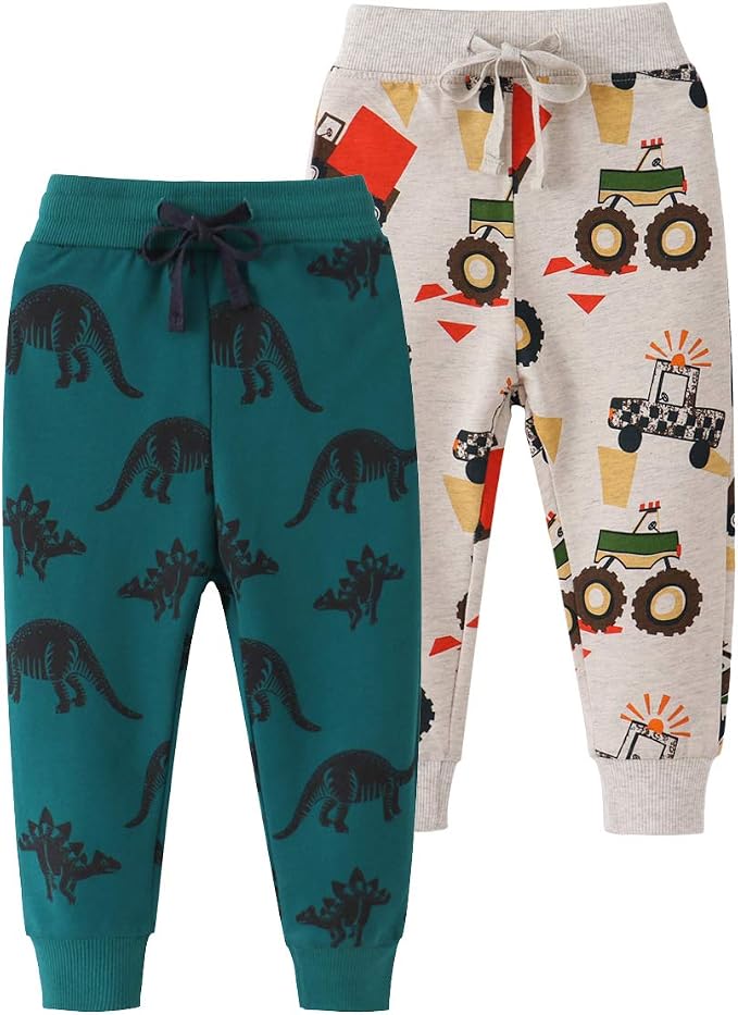 HUAER& Baby Boy's Jogger Pants Dinosaur Car Animal Print Drawstring Elastic by HUAER