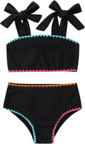 YOUNGER TREE Toddler Girls Two Pieces Swimsuit Color Block Stripe Swimwear by YOUNGERTREE