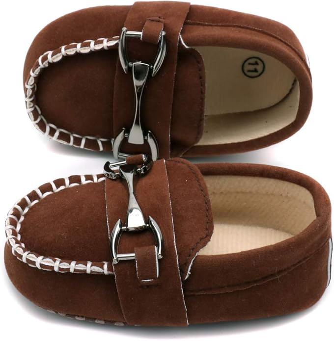 LONSOEN Baby Girls Boys Loafers Prewalker Dress Crib Shoes - Image 6