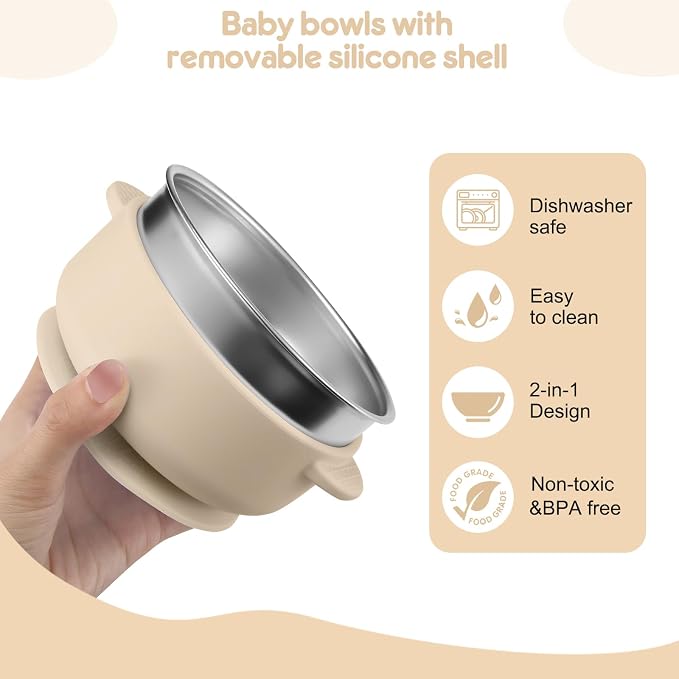 2 Pack Stainless Steel Baby Bowls - Image 6