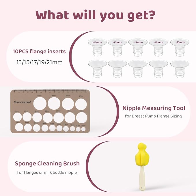 Flange Sizing Kit 3 in 1 with 10PCS Flange Inserts 13/15/17/19/21mm, Silicone - Image 2