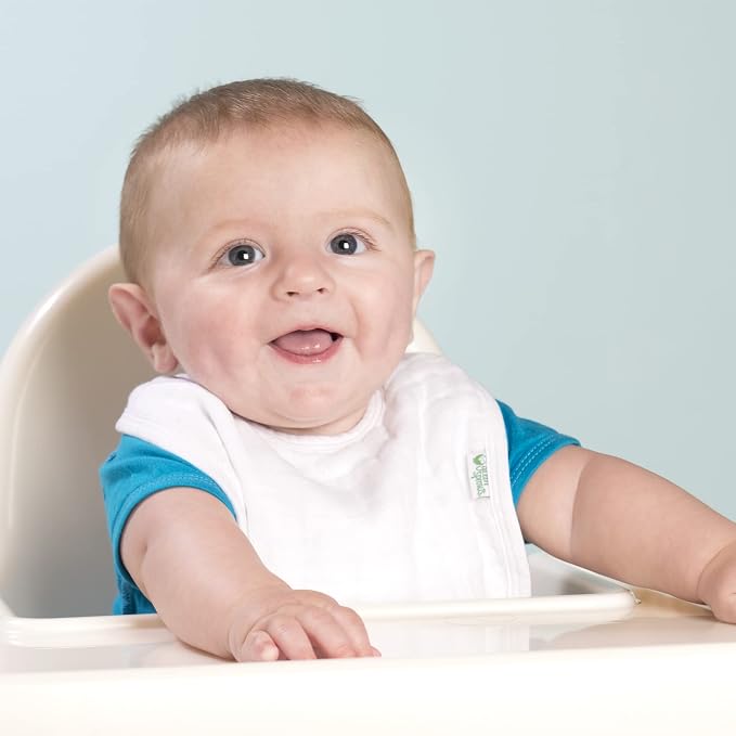green sprouts Muslin Bibs Made from Organic Cotton| 4 Absorbent Layers Protect - Image 4