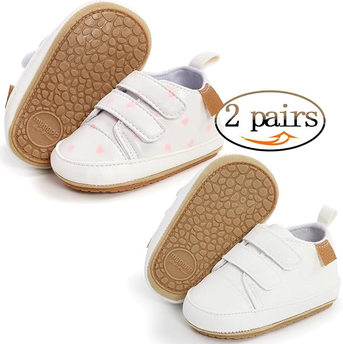 2Pairs Baby Shoes, Boys Girls Non-Slip Rubber Sole Sneakers, Unisex Infant Soft - Image 2
