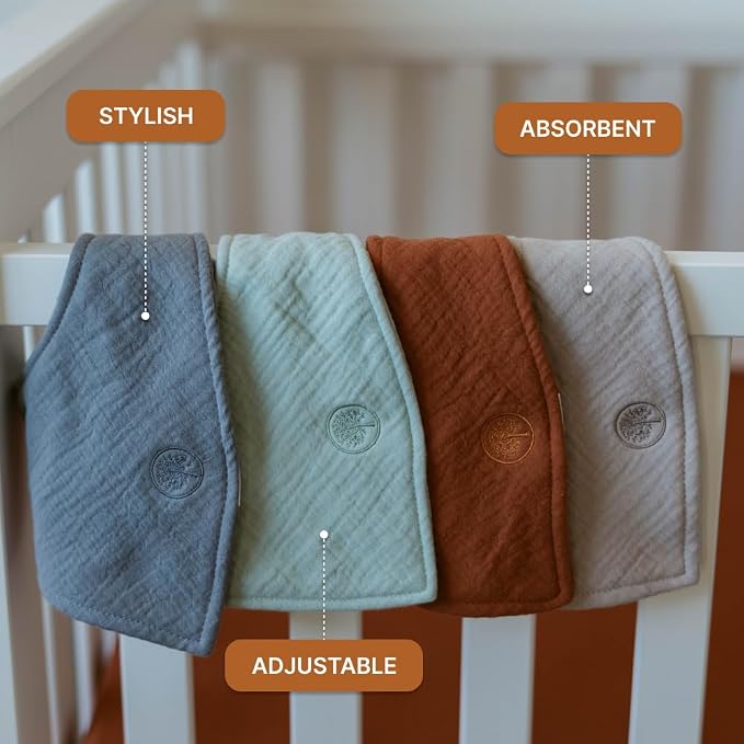 Parker Baby Muslin Bandana Drool Bibs | 100% Soft Muslin Cotton, Absorbent & - Image 3