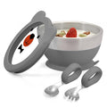 MR. CHOU Baby Bowl Set with Spoon & Fork, Insulated Double-Layer 18/8 Stainless by MRCHOU