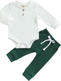 Newborn Baby Boy Girl Clothes Ribbed Knitted Long Sleeve Romper Pants Solid by MABABY