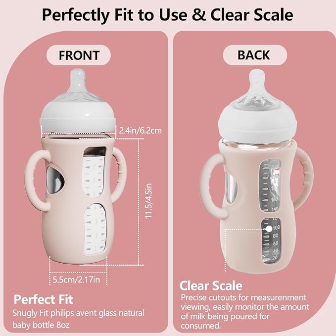 4 Pack Silicone Sleeves for Avent Natural Glass Bottles, Anti Breakage Baby - Image 2