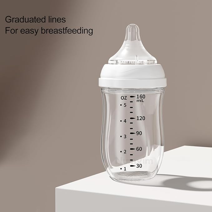 Natural Glass Baby Bottles Gentle & Extra Slow Flow, Newborn Breastfeeding - Image 7