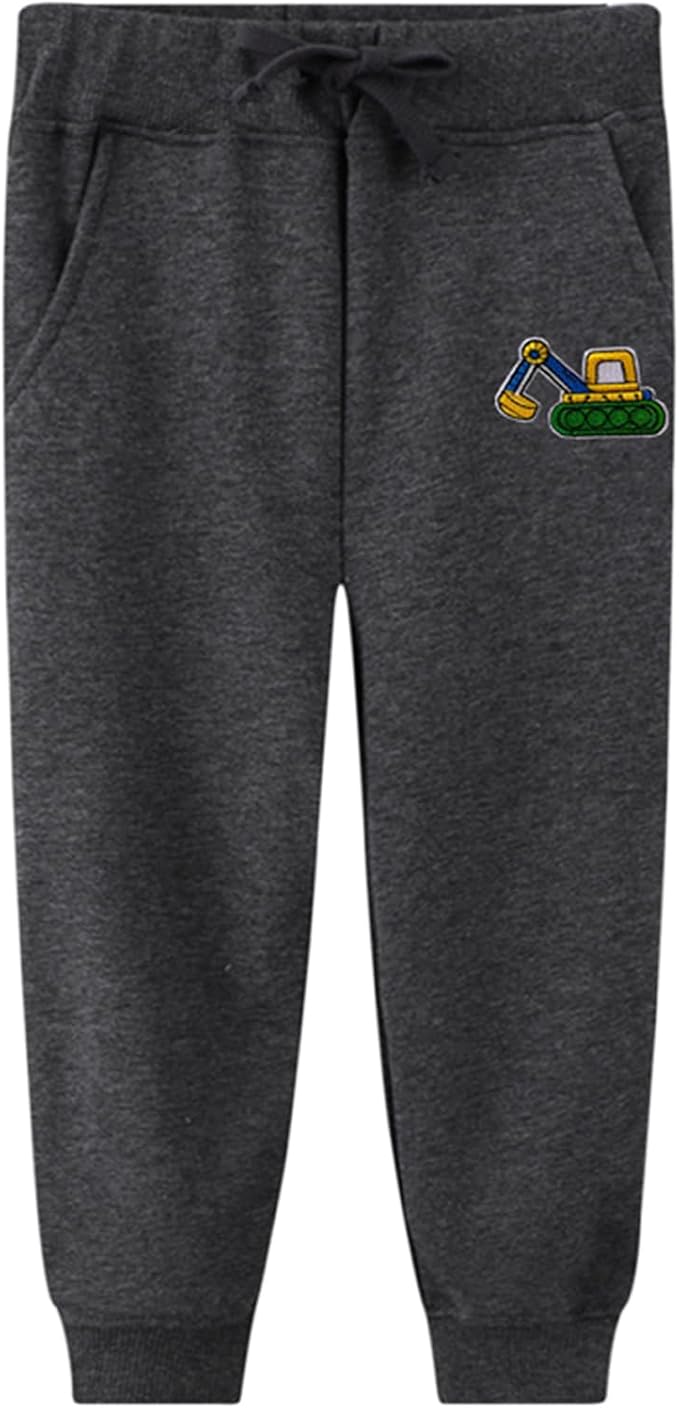 LOKTARC 2 Pack Boys Drawstring Sweatpants Cute Pattern Cotton Sport Jogger Pants - Image 3