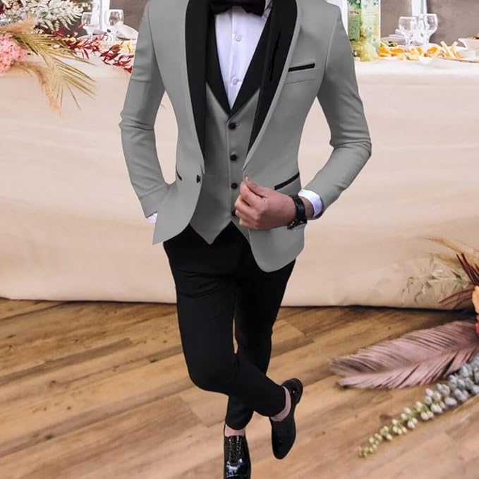 Boys Suit 3 Piece Ring Bearer Suit Kids Formal Jacket Vest Pants Suits Wedding - Image 2