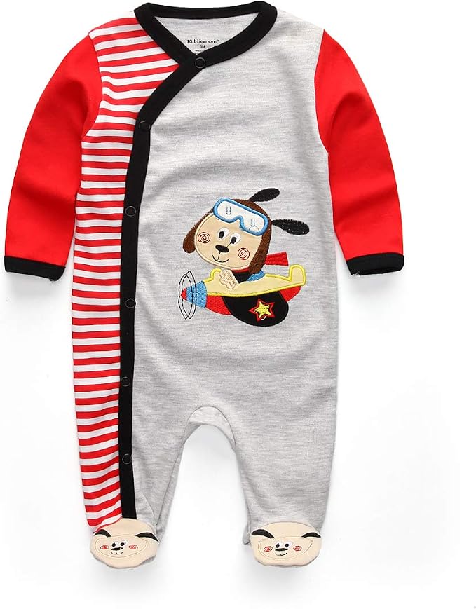 Kiddiezoom Baby and Toddler Boys'Snug Fit Footed One-Piece Romper Jumpsuit - Image 4