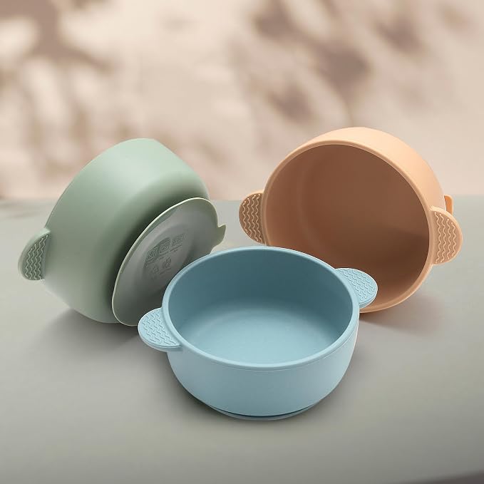 Baby Bowls with Suction, 3 Pack Baby Led Weaning Supplies, Soft Silicone Food - Image 2
