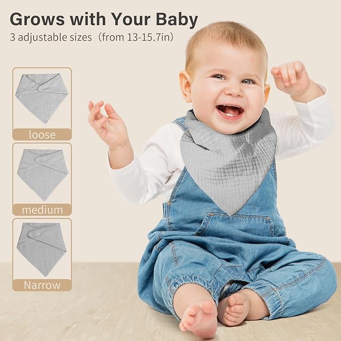 Muslin Baby Bibs, Soft Triangular Baby Bandana Drool Bibs - Image 5