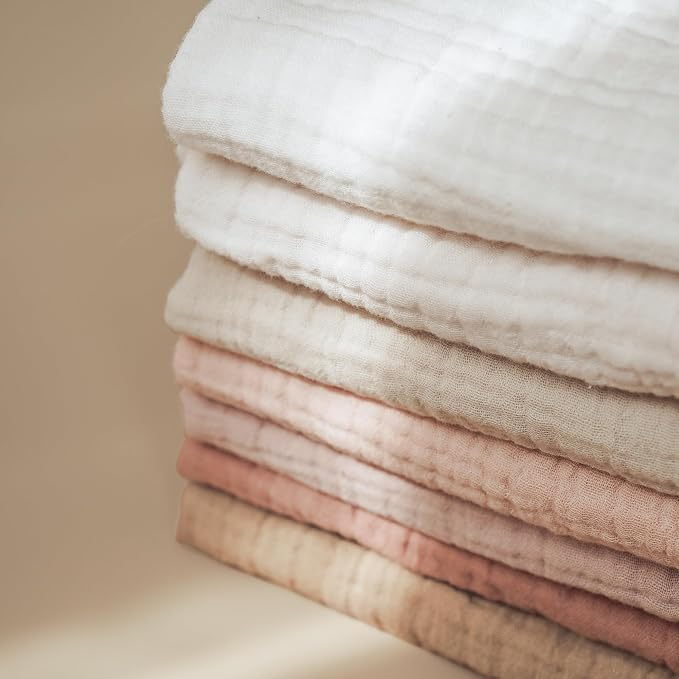 Konssy Baby Muslin Washcloths 7-Pack, 100% Cotton Baby Bath Washcloths - Image 4