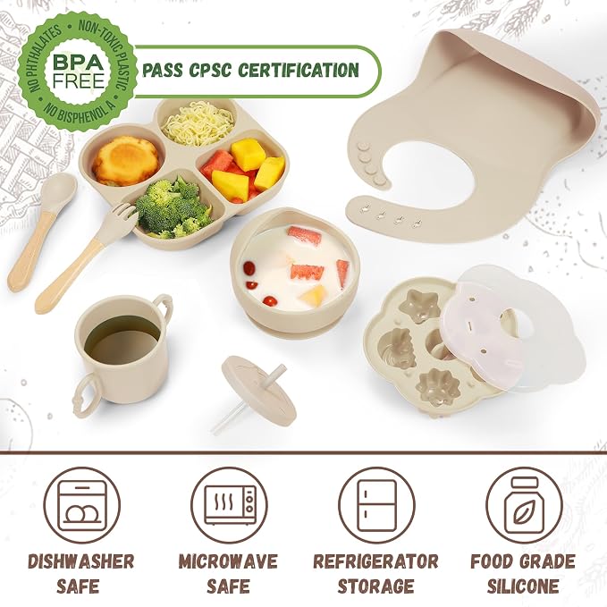 Silicone Baby Feeding Set, Baby Led Weaning Supplies, Baby Food Tableware - Image 2