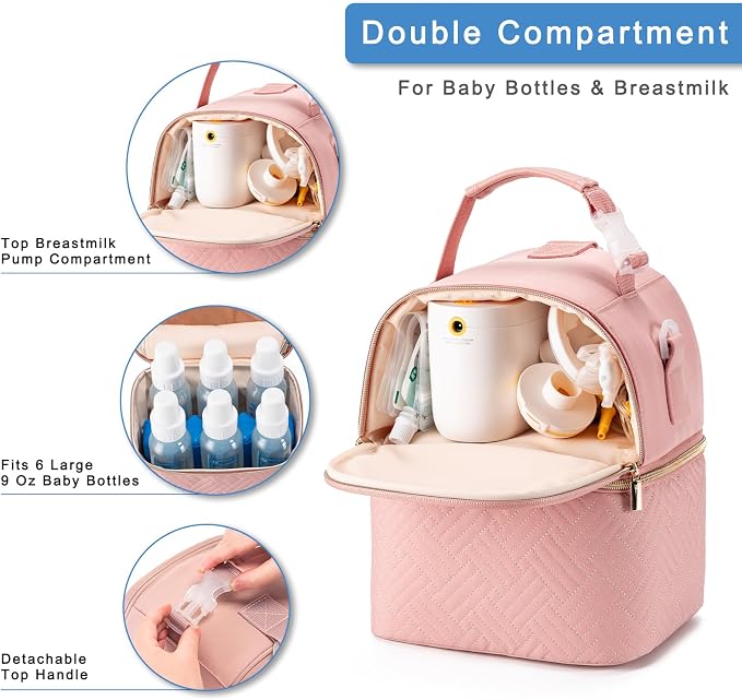 Breastmilk Cooler Bag with Ice Pack & Mat Fit 6 Bottles Up to 9 Ounce, Breast - Image 2