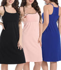 SUIEK 3-Pack Maternity Nursing Nightgown Cotton Breastfeeding Dress Pregnancy by SUIEK