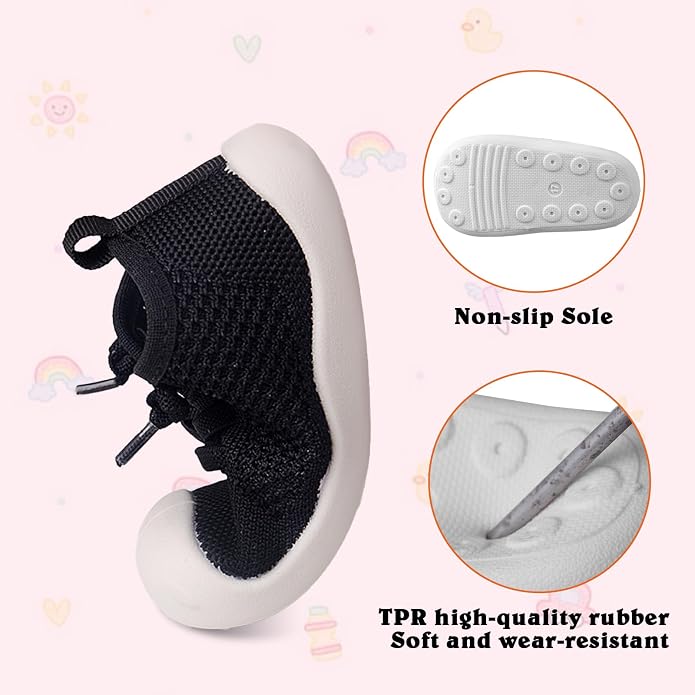 Baby Girl&Boy Toddler First Walking Shoes 6-12 Months Size 3 Black Barefoot - Image 3