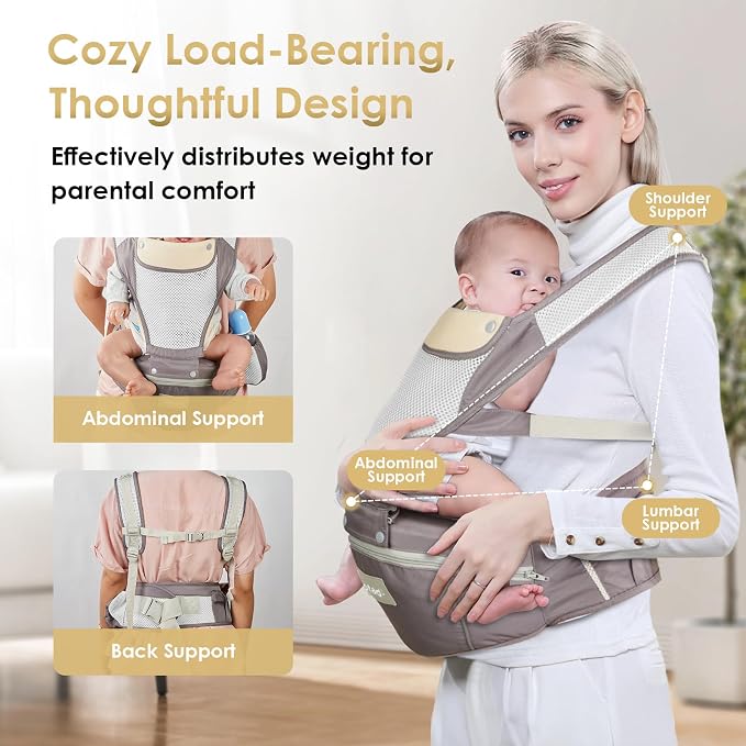 Baby Carrier Newborn to Toddler, Lightweight Ergonomic Baby Hip Seat Carrier Up - Image 4