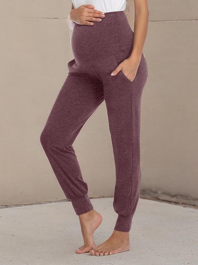 AMPOSH Women's Maternity Pants Stretchy Lounge Workout Pants Casual Loose Comfy - Image 5