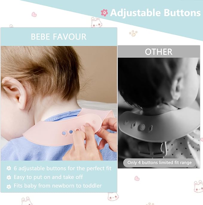 2 Pack Silicone Baby Bibs Adjustable Fit Waterproof Bib - Image 4