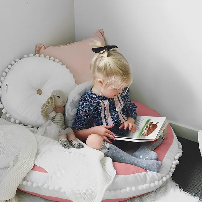 Large Floor Pillow Kids Round Floor Cushion Seating, 35 inches Big Circle Pillow by Kishome