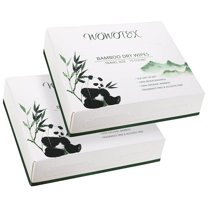 Travel Size Bamboo Viscose Disposable Face Towel Biodegradable Large Dry Face by WOWOTEX