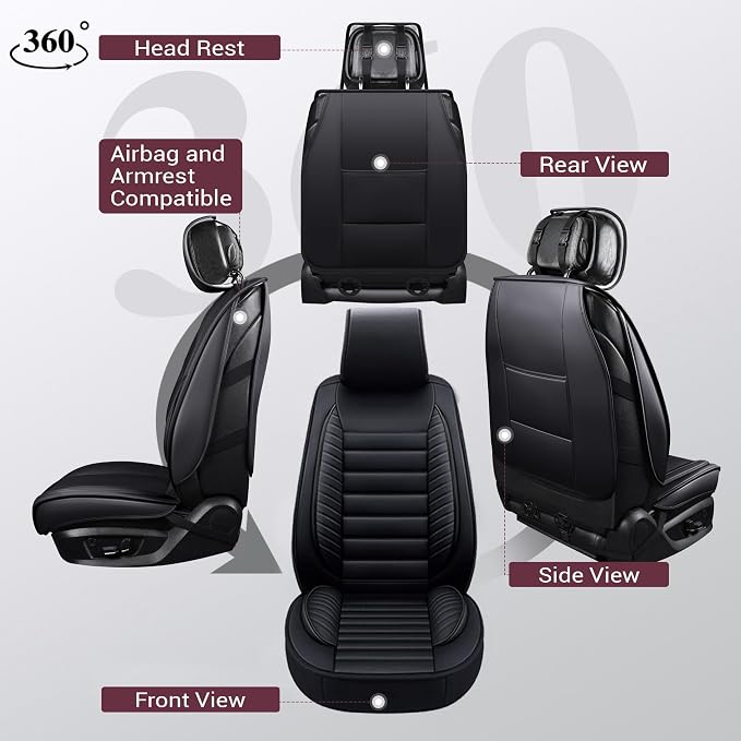 OASIS AUTO Car Seat Covers Premium Waterproof Faux Leather Cushion Universal - Image 2